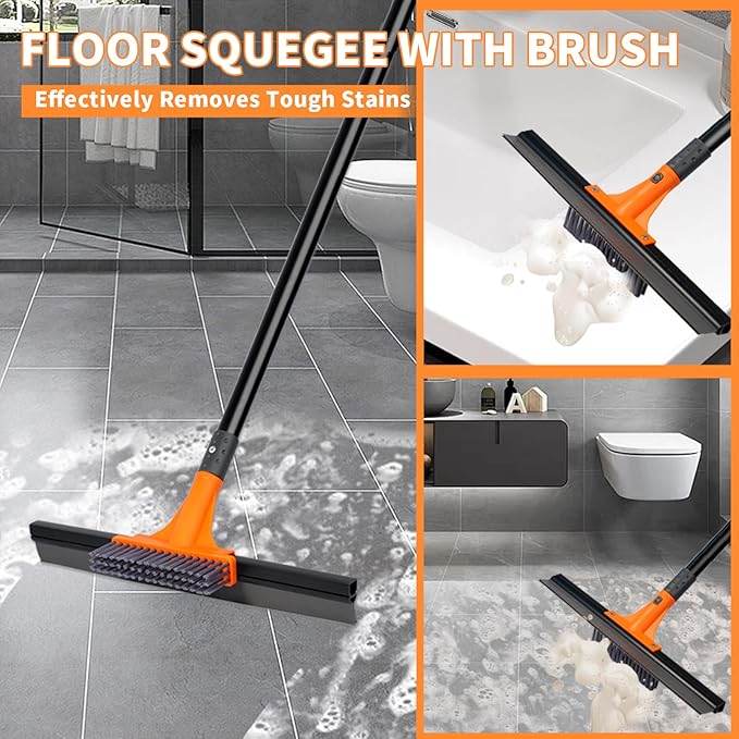 Rubber Floor Squeegee for Concrete Tile Floor, Large Water Squeegee Heavy Duty