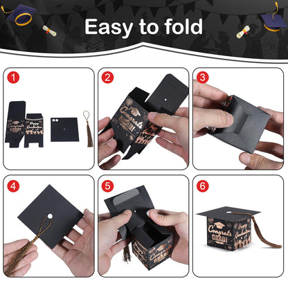 COTOPHER 36 Pack Mini Graduation Cap Gift Boxes with Tassel, Class of 2026 Graduation Candy Boxes Centerpieces for Tables Party Decorations, Small Treat Chocolate Box Graduate Favors Supplies