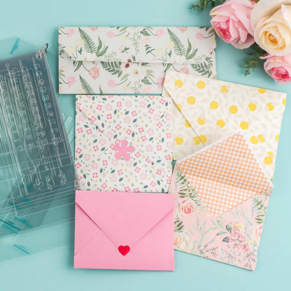 17pcs/Set Envelope Maker Guide Set Envelope Tear Templates All-in-One Envelope Making Tools for Card Making Envelope Makers Crafting Supplies