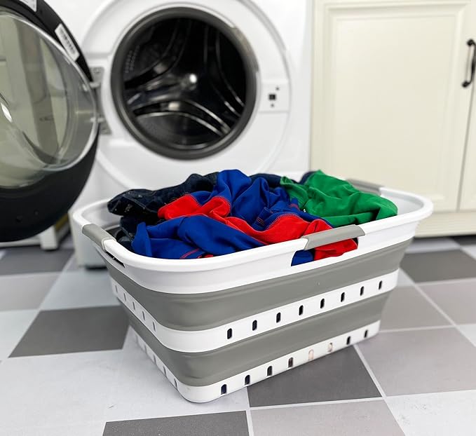SAMMART 42L Collapsible Plastic Laundry Basket