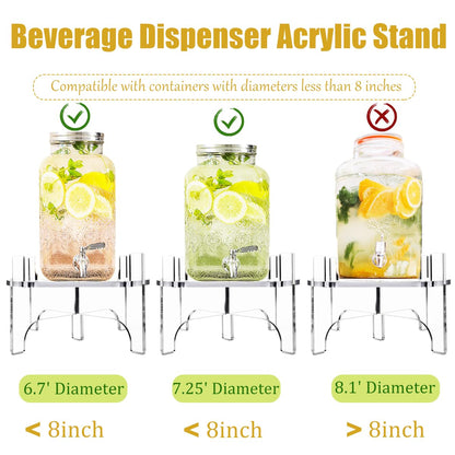 Acrylic Beverage Dispenser Stand, Glass Water Juice Drink Beverage Dispenser Floor Pitcher Stand Base for Parties and Catering Events, Fit Max 9 Inch Diameter of Water Dispenser Glass Drink
