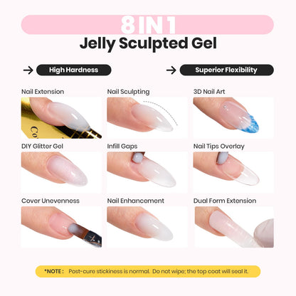 Beetles Builder Gel for Nails-3 Colors 9 in 1 Nail Extension Sculpting Building Clear Nude Pink Hard Gel Kit with Base Top Coat for Pros Women,UV & LED Lamp Cured Needed