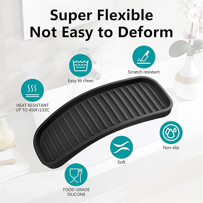Silicone Sponge Holder Kitchen Sink Organizer Tray Dish Caddy Soap Dispenser