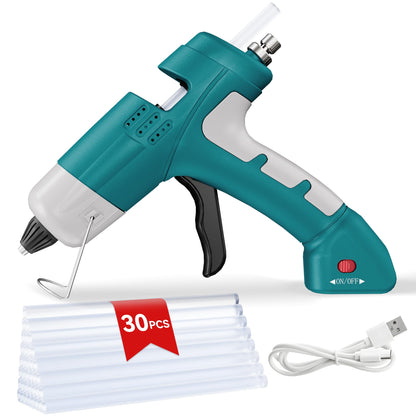 SilhouetteSlice 20W Cordless Hot Glue Gun, Fast Heating Glue Gun and 30pcs Glue Sticks Set, Stable Support Base Ideal for Crafts, DIY Arts, Home Repairs (Blue)