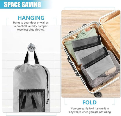 Laundry Bag Backpack with Shoulder Straps and Mesh Pocket Laundry Backpack