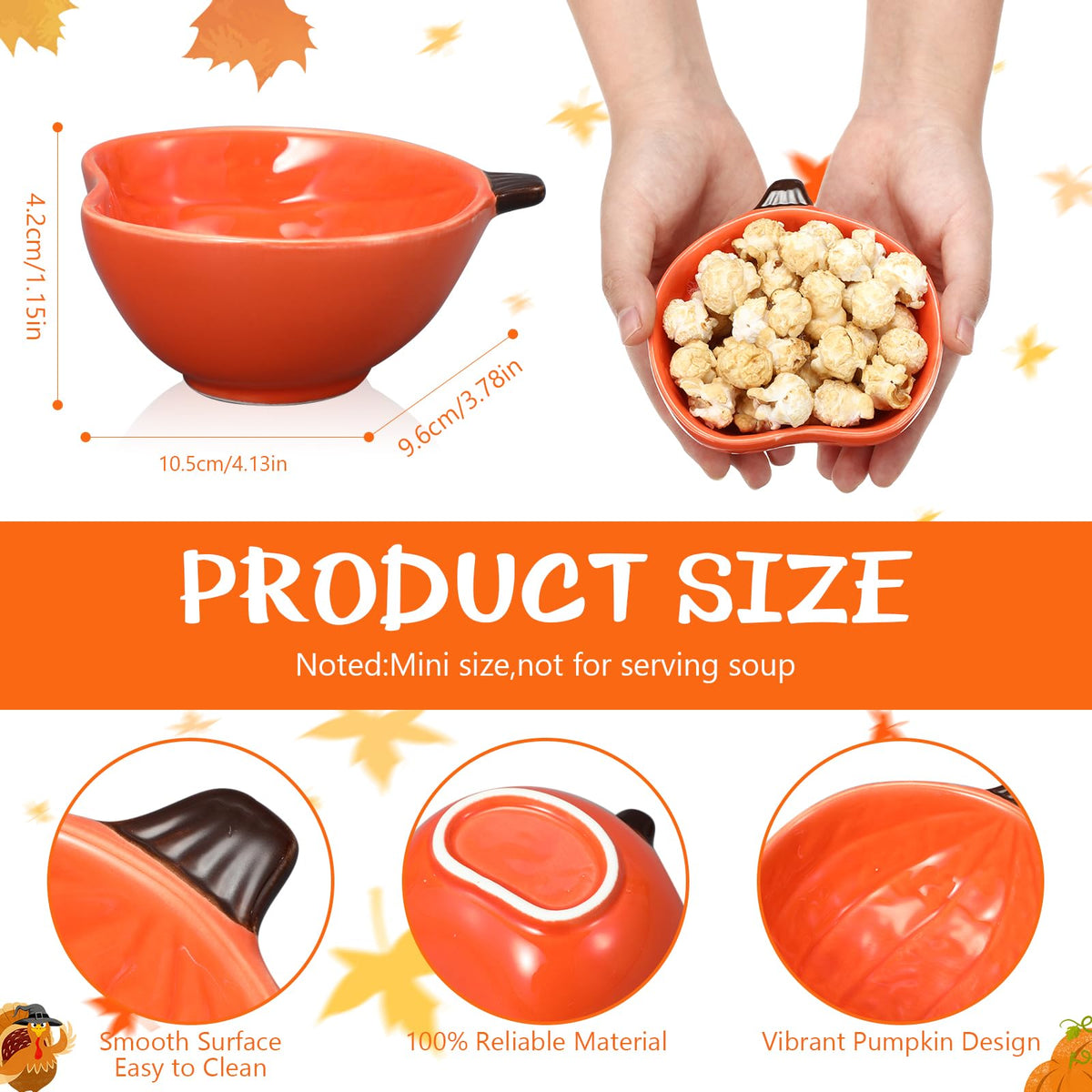 10 Pcs Fall Ramekins 6 oz Oven Safe Pumpkin Ceramic Ramekins Small Creme Dishes Dipping Pumpkins Baking Dish Thanksgiving Pumpkin Shaped Bowl Plates for Kitchen Party Snack Serving Dip Sauce Condiments