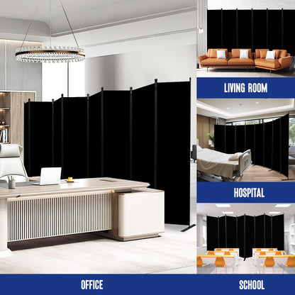 Room Divider and Folding Privacy Screens 8 Panel, 14.67 Ft Wide Partition Room Dividers, Portable Room Divider Panel for Room Separtition, Large Wall Dividers for Room, Office, School,Studio Black