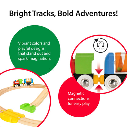 BRIO My First Railway Beginner Pack - 18-Piece FSC-Certified Wood Train Set - Compatible with All BRIO Sets - Includes Rainbow Bridge & Rattle Wagon - Safe Play - Toddlers Ages 18 Months & Older