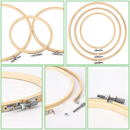 Geytetqi 30 PCS Embroidery Hoop, 10 inch & 8 inch & 6 inch Natural Bamboo Cross Stitch Ring Hoops, Versatile and Durable for Art, Craft, and Needlework