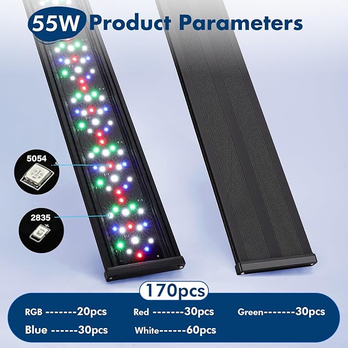 hygger Auto On Off Aquarium LED Light, 4 Mode Lighting Full Spectrum Fish Tank Light 24/7 Timer Colorful Fish/Sun/Nightlight/WRGB Cycle for Freshwater