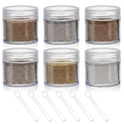 Heigble 6 Pcs 0.5 Ounce Glitter Embossing Powder Set for DIY Crafts Greeting Cards Making Scrapbooking Wedding Invitations (Silver,Copper)