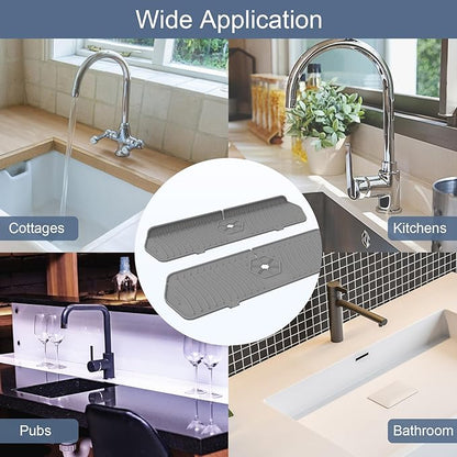 Sink Drain Mat Behind Faucet, Faucet Guard Draining Mat, 90° Foldable Tap