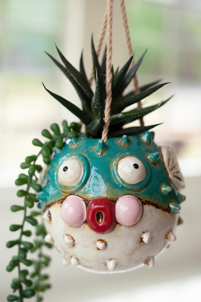Hanging Blowfish Planter (Min 2) in Ceramic by Kalalou