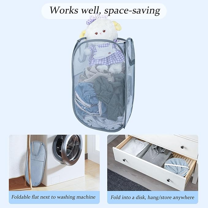 Upgraded 100L Extra Large Collapsible Laundry Baskets, 2 Pack XL Mesh Pop Up