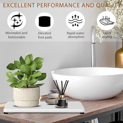 2PCS Water Absorbing Stone Tray, Quick Drying Stone Sink Tray, Water Absorbent