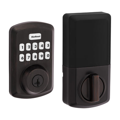 Kwikset Powerbolt 250 10-Button Keypad Satin Nickel Transitional Electronic Deadbolt Door Lock, Featuring Convenient Keyless Entry, Customizable User Codes, Auto Locking