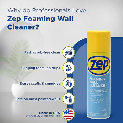 Zep Foaming Wall Cleaner - 18 oz ZUFWC18 - Removes Stains Without Damaging