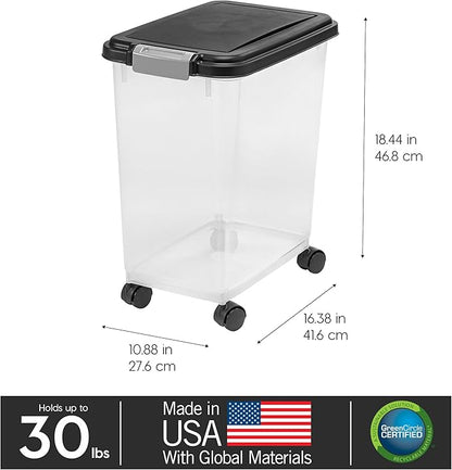 IRIS USA Airtight Dog Food Storage Container, Attachable Wheels,
