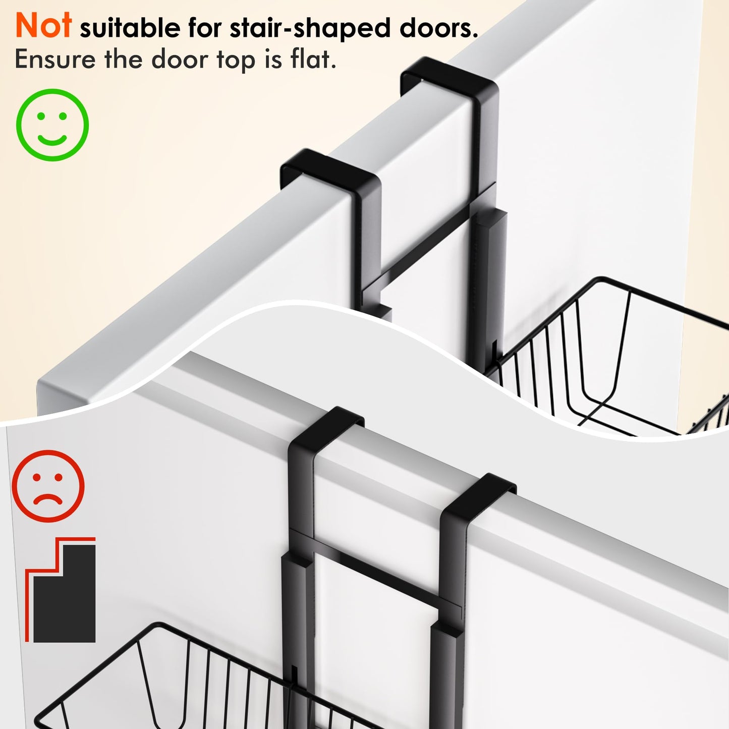 LUXEAR Over the Door Pantry Organizer, 6-Tier Adjustable Over the Door Hanging Spice Rack, No-Assembly Foldable Metal Over the Door Organizer for Kitchen, Home, Laundry Room, Bathroom