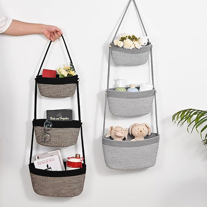 Hanging Storage Baskets, Over the Door Basket, Cotton Wall Baskets Storage