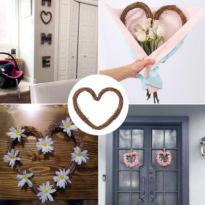 KUKLIPJIM 8 Pcs 10 Inch Heart Shaped Natural Grapevine Wreath Set, Hand-Woven Vine Branch Wreaths for DIY Crafts, Christmas Decorations, Home & Event Styling