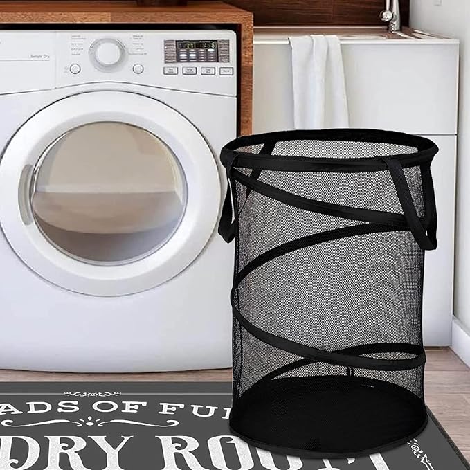 BATTOO 2 Pack Black X-Large Collapsible Laundry Basket Foldable Mesh Pop Up