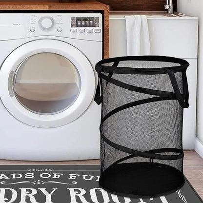 BATTOO 2 Pack Black X-Large Collapsible Laundry Basket Foldable Mesh Pop Up