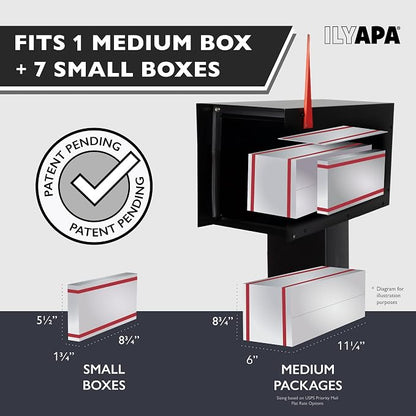 Ilyapa Modern Mailbox with Angle Design Post Mount - White Powder Coated Metal Mailbox - Waterproof for Curbside Parcels, with Magnetic Close Door