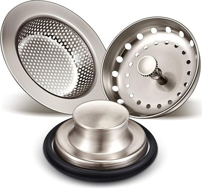 Mudder 3 Pcs Kitchen Sink Drain Strainer and Stopper Stainless Steel Garbage