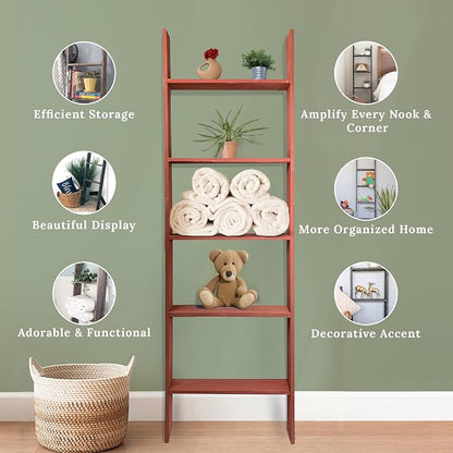 BARNWOODUSA Throw Blanket Ladder – Fully Assembled Reclaimed Wood – Rustic Decorative Ladder for Towels, Quilts, & More – Perfect Farmhouse Decor for Bathroom, Porch, or Living Room,5ft18.
