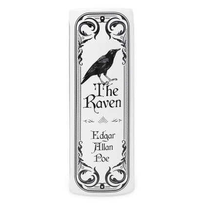 Steel Mill & Co Original Large Book-Shaped Decorative Vase, Ceramic Vases for Home Decor, Gothic Bookshelf Decor, Unique Vase for Book Lovers (The Raven - White)