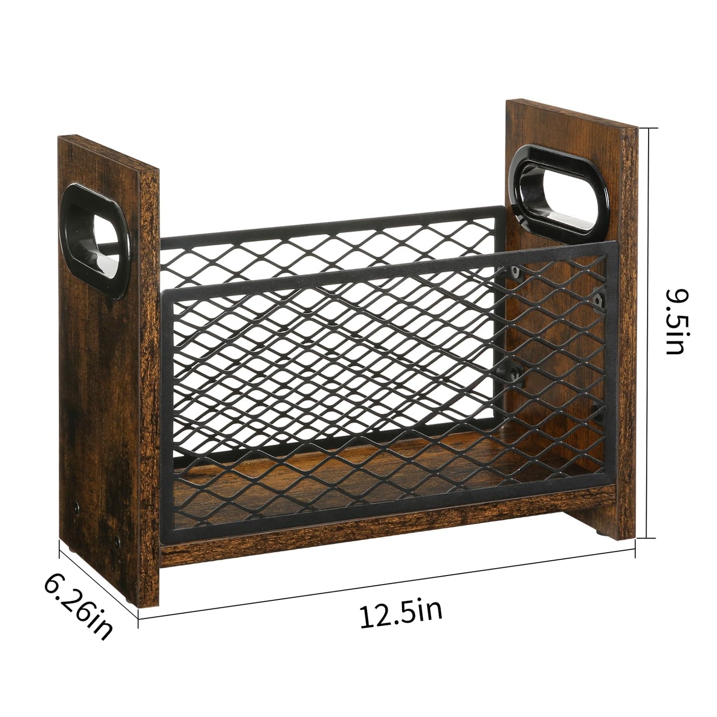 YINMIT Magazine Holder, Magazine Rack for Desktop and Home Office, Farmhouse File Storage Basket for Letters, Magazines, Books, Newspapers (Small)