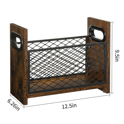YINMIT Magazine Holder, Magazine Rack for Desktop and Home Office, Farmhouse File Storage Basket for Letters, Magazines, Books, Newspapers (Small)