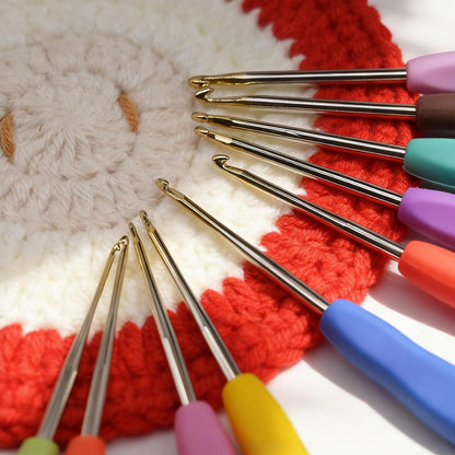 YLaziion 10PCS Small Crochet Hooks Set (0.6mm-2.75mm), Gold-Plated Steel & Ergonomic Soft Grip Handle Crochet Hook Needles Thread Crochet Hooks for Lace Knitting Needles, Yarn, Micro Amigurumi