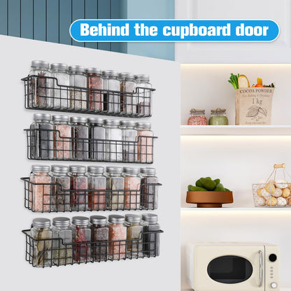 GUUKAR Spice Rack Organizer Wall Mount, Spice Organization Storage Shelf for Cabinet Door, 4 Packs Wall Spice Rack Saving Space for Kitchen, Black