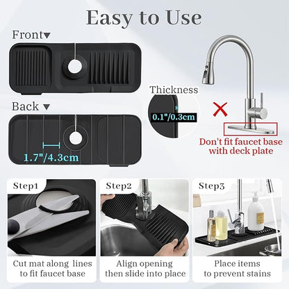PoYang 14.6 Inch Faucet Mat for Kitchen Sink Splash Guard Behind Faucet