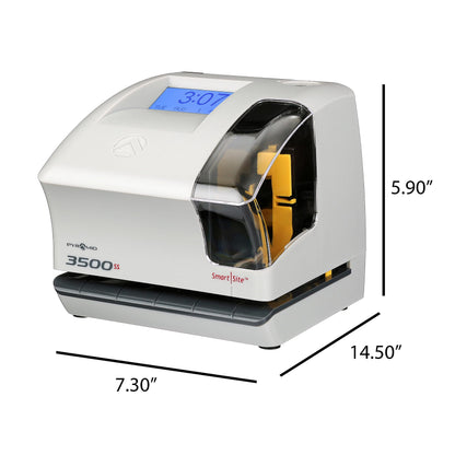 Pyramid Time Systems 3500ss Employment Time Clock & Document Stamp, Unlimited Employees, 5-1/2"H x 6-1/2"W x 6-1/2"D, Gr