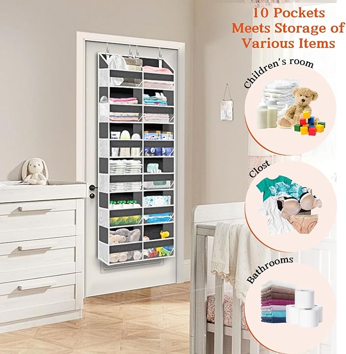 2 Pack Over The Door Organizer 6 Tiers, Extra Large Behind Door Storage of 12