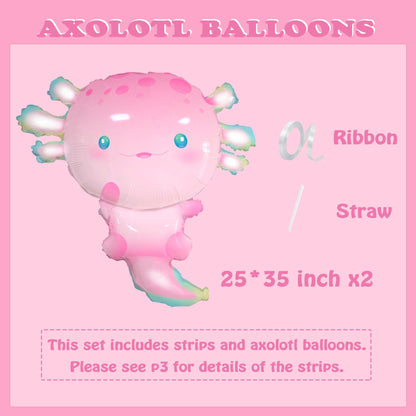 Pink Axolotl Foil Balloons Bubble Shell Starfish Banner Inflatable Axolotl Birthday Party Decorations Underwater Animal Summer Beach Themed Party Decor Favor for Baby Shower Party Decorations Supplies
