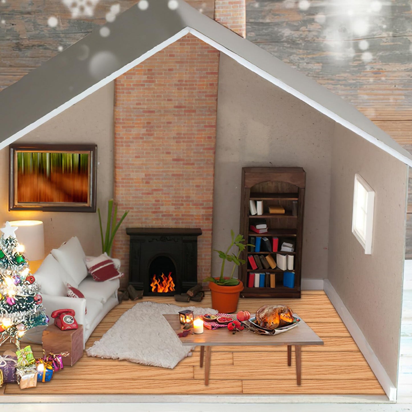 TOYANDONA 40pcs Miniature Dollhouse Flooring and 2pcs Miniature Dollhouse Foor Lamp