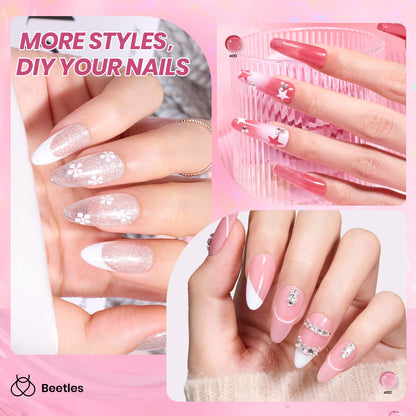 Beetles Gel Nail Polish Kit with U V Light -54 Pcs Gel Nail Kit Four Seasons Glow 32 Colors Set with Base Matte & Glossy Top Coat Soak Off Home DIY Manicure Nails Beginners Gifts for Women Teen Girls