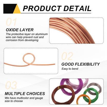 MECCANIXITY 7 Gauge 3.5mm Aluminum Wire, 80 Feet Bendable Metal Craft Armature Wire for Jewelry Making DIY Beading Floral Wreath Wrapping Sculpting, Rose Gold