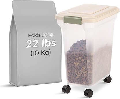 IRIS USA Airtight Dog Food Storage Container, WeatherPro, Removable Wheels