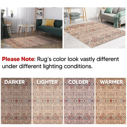 Keen Home Design 8x10 Rug - Machine Washable Area Rug with Non-Slip Backing, Ideal for Living Room, Dining Room, Bedroom - Vintage, Easy Clean, Durable, Low Pile Rug - (8' x 10')