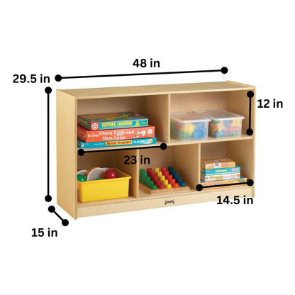 Jonti-Craft Low Single Mobile Storage Unit Shelves, 29.5 x 48 x 15 in,Yellow