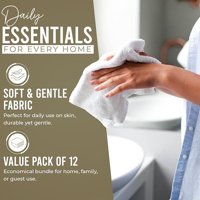 DAN RIVER 12 Pack Wash Cloths for Showering