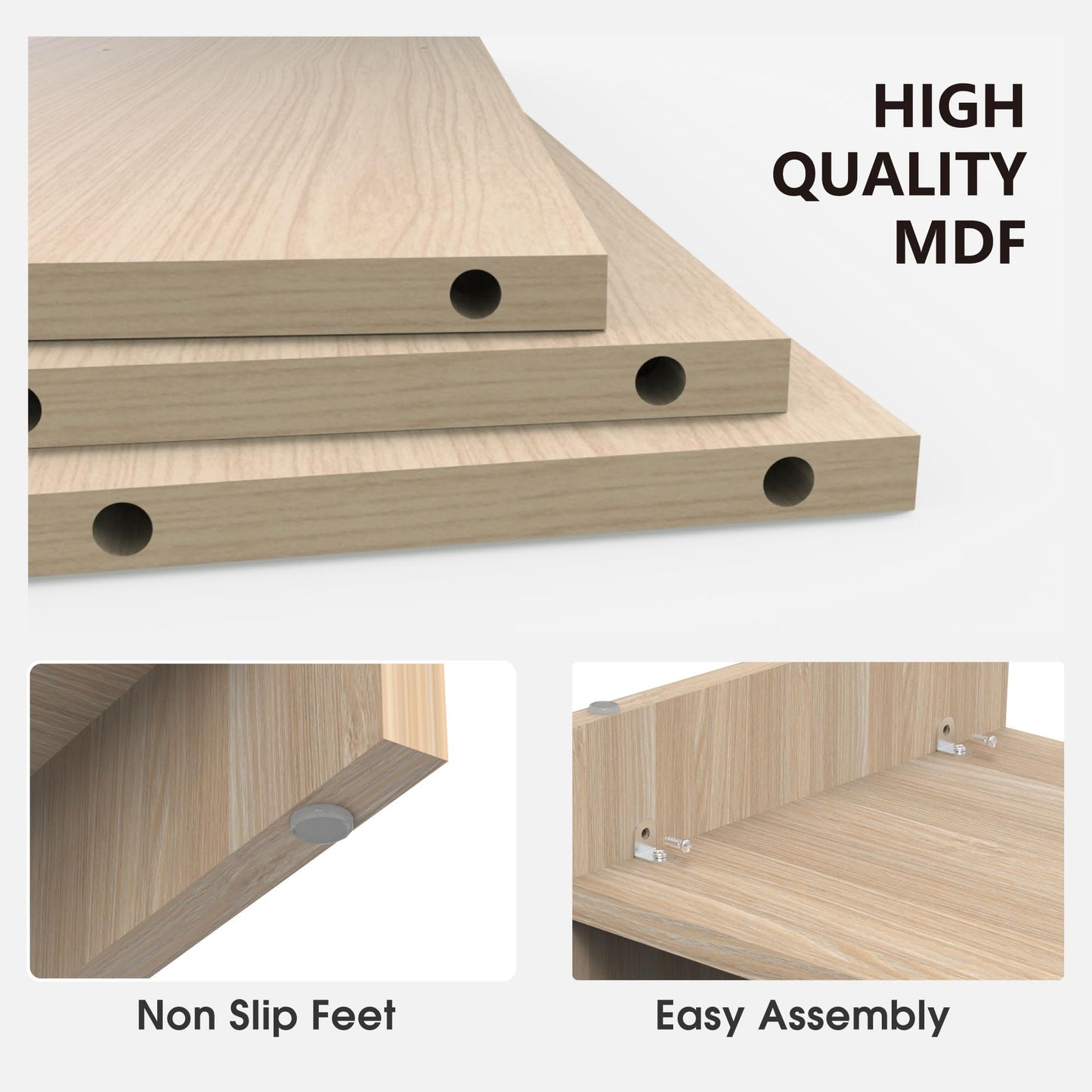 Fenge 31.5 Inch Monitor Stand & 4 Tier Desktop Organizer, Oak