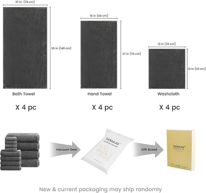 SEMAXE 12-Piece Family Bathroom Towel Set