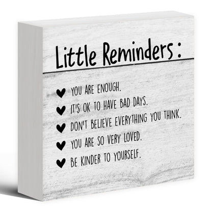 Luipk Inspirational You Are Enough Wood Box Sign Desk Decor, Mental Health Wood Box Sign Desk Decor Motivational Wooden Block Decorations for Home Office Dorm Room Wall Tabletop Shelf