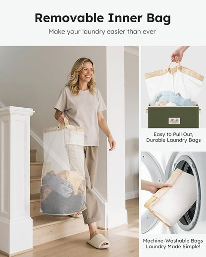 SOLEDI Laundry Hamper with Lid 100L Large & Tall Collapsible Laundry Basket